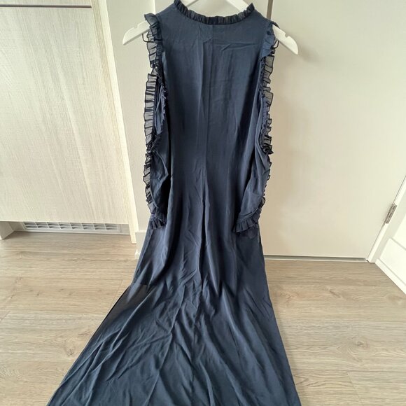 Alice + Olivia Navy Silk Asymmetrical Dress - Picture 4 of 5